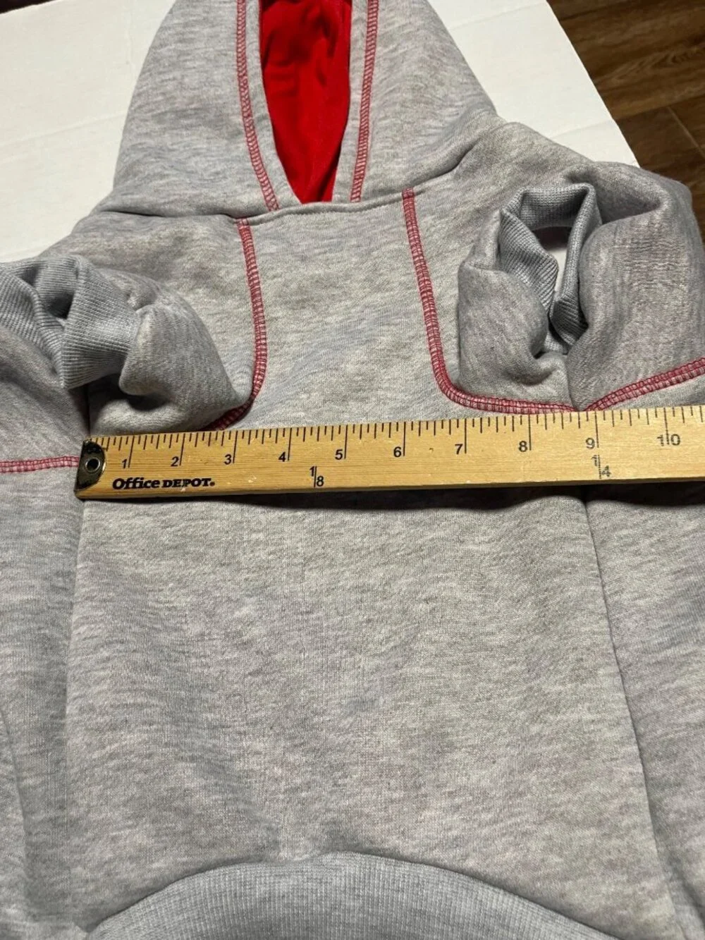 Gray Woof Dog Hoodie Sweatshirt XL I Wuff You Red & White Polyester